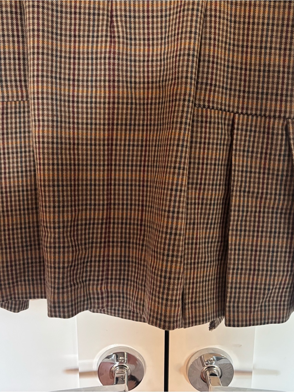 GAP Brown Plaid Square-Neck Pleated Mini Dress - Picture 3 of 8